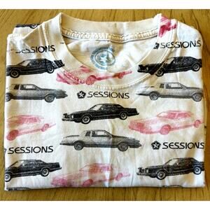 VTG Sessions 90s Skateboards T-Shirt 80s Car Classic Print Old Grandpa RARE TEE